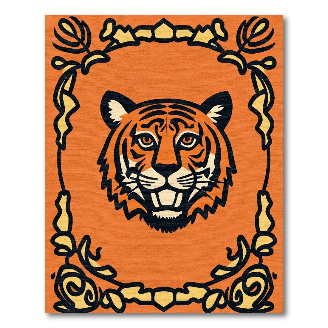 Bold Orange Tiger Floral Accent Rug