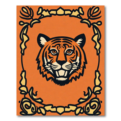 Bold Orange Tiger Floral Accent Rug