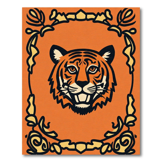 Bold Orange Tiger Floral Accent Rug