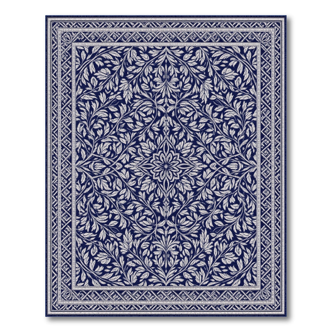 Navy Blue Floral Vintage No. 12 Area Rug