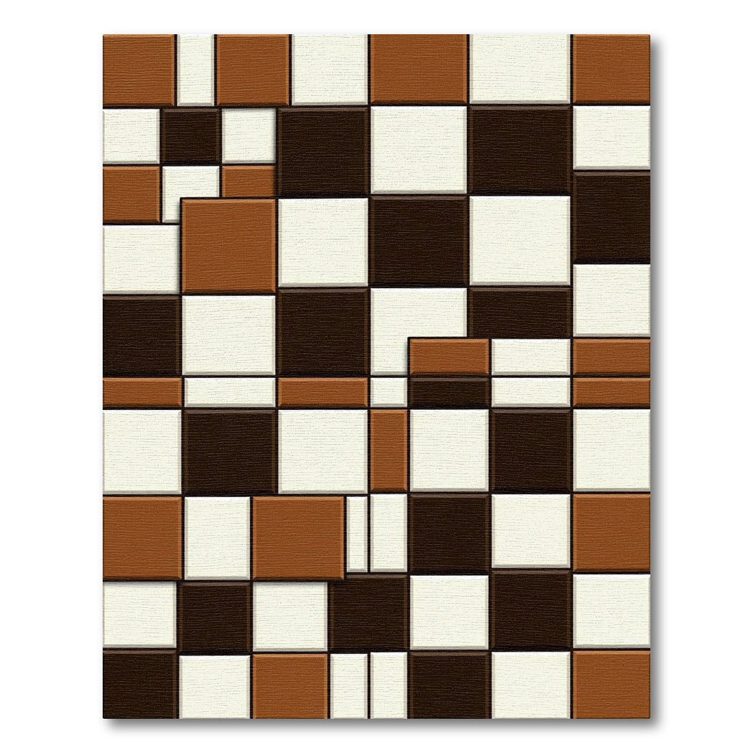 Moden Chessboard Tan Squares Accents Rug