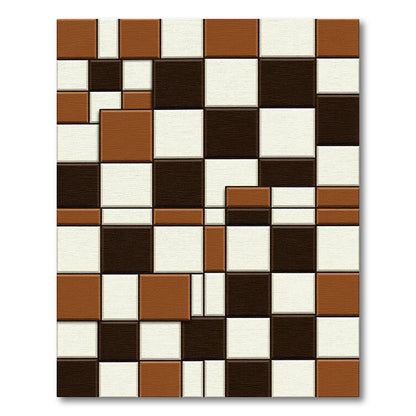 Moden Chessboard Tan Squares Accents Rug