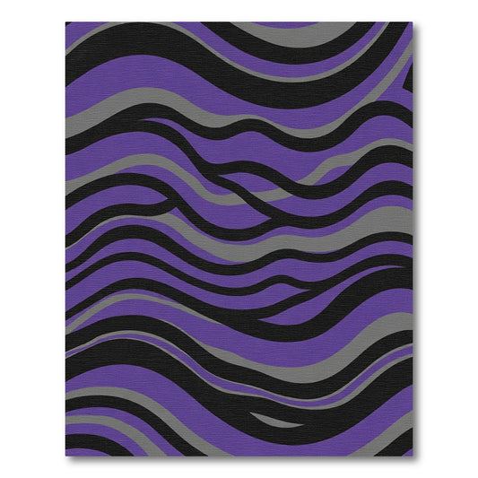 Purple Black Gray Wave Pattern Rug