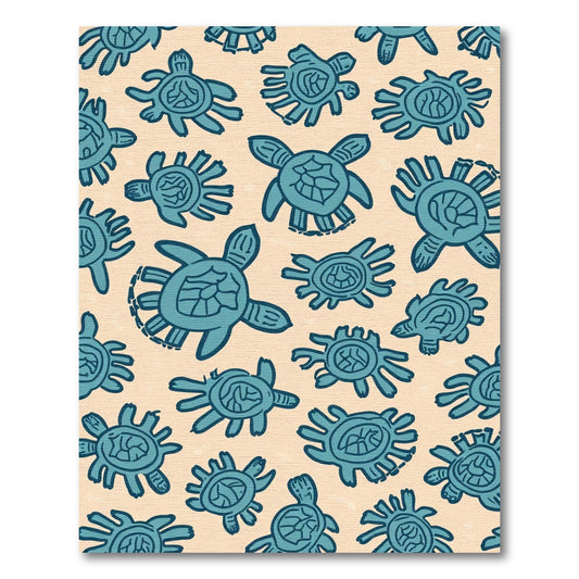 Teal Turtle Collection Abstract Background Rug