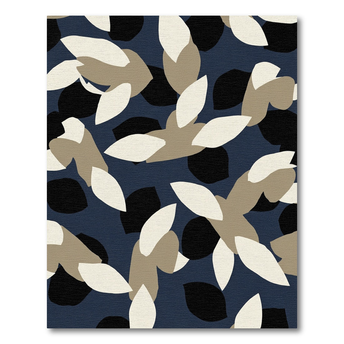 Navy Abstract Cutout Leaf Cluster Rug