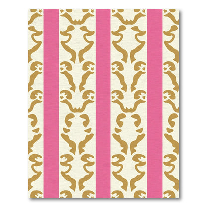 Golden Abstract Stripes Pink Rug