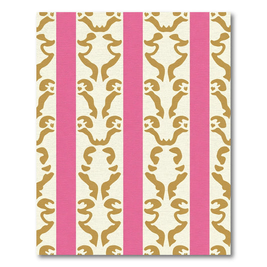 Golden Abstract Stripes Pink Rug