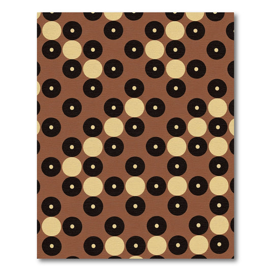 Brown Tan Black Polka Dot Grid Rug