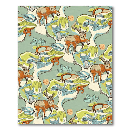 Whimsical Orange Deer Abstract Nature Rug