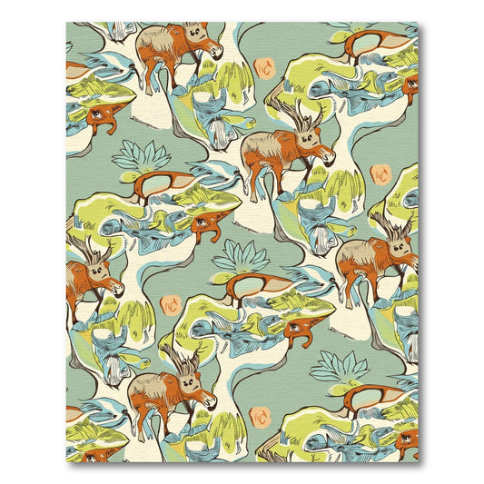 Whimsical Orange Deer Abstract Nature Rug