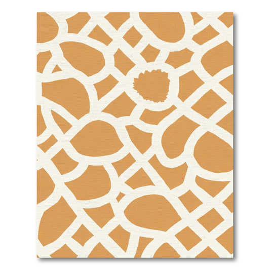 Golden White Abstract Net Rug