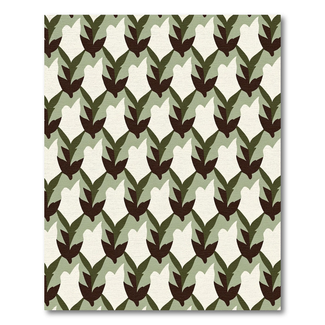 Earthy Green Tan Leaf Medallion Rug
