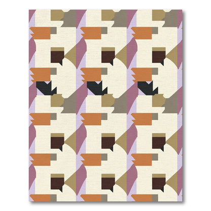 Geometric Abstract Composition Orange Purple Rug
