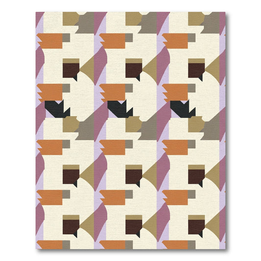 Geometric Abstract Composition Orange Purple Rug