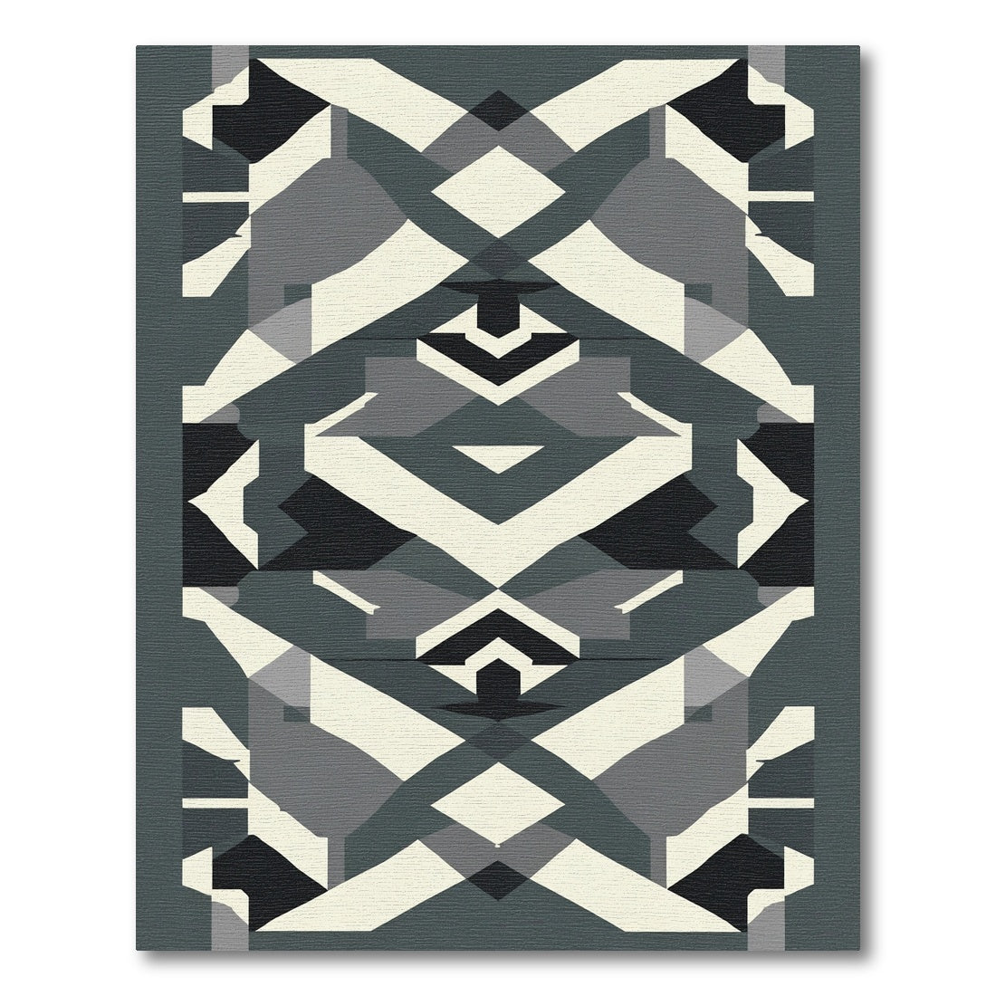 Modern Geometric Abstract Cream Charcoal Rug