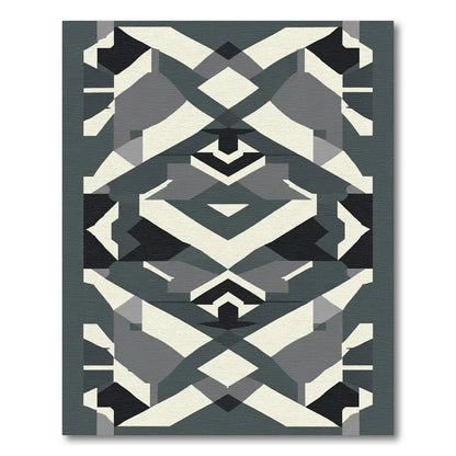 Modern Geometric Abstract Cream Charcoal Rug