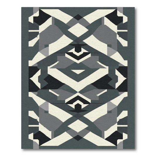 Modern Geometric Abstract Cream Charcoal Rug