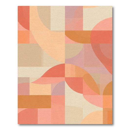 Coral Peach Geometric Abstract Overlay Rug