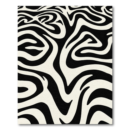 Black White Zebra Swirl Rug