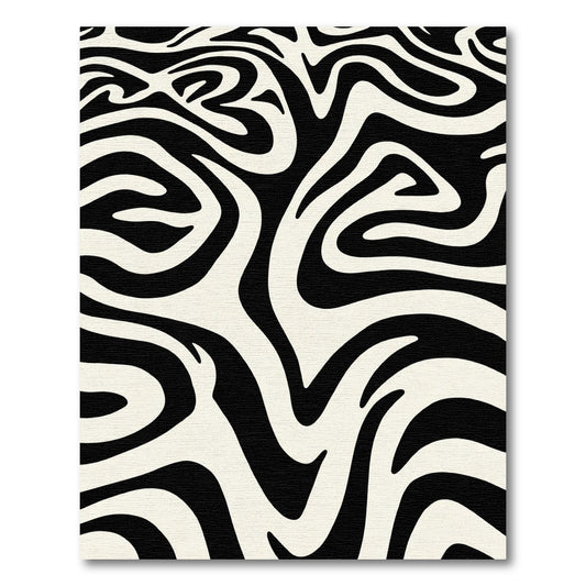 Black White Zebra Swirl Rug