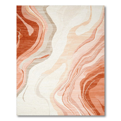 Abstract Orange Wave Abstract Area Rug