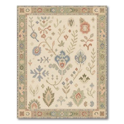 Vintage Floral Beige Area Rug