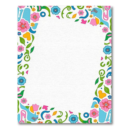 Whimsical Blooming Garden Border Rug