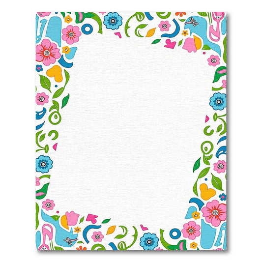 Whimsical Blooming Garden Border Rug