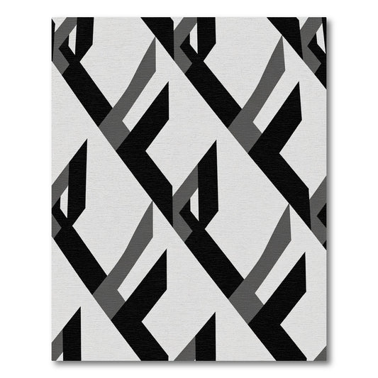 Monochromatic Interlocking Geometric Shapes Rug