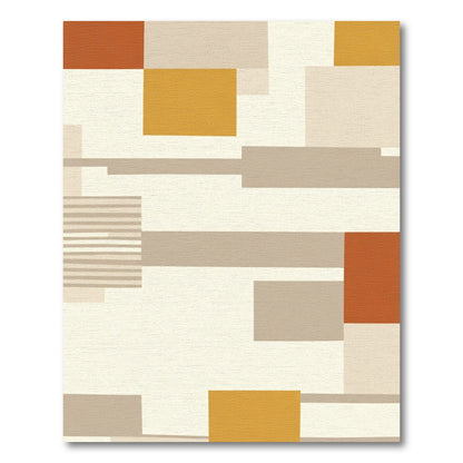 Terracotta Ochre Geometric Blocks Rug