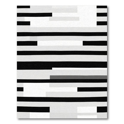Monochrome Geometric Stripe Rectangles Rug