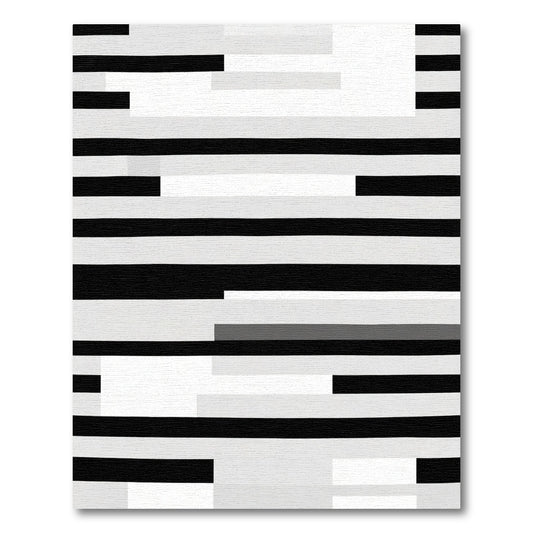 Monochrome Geometric Stripe Rectangles Rug