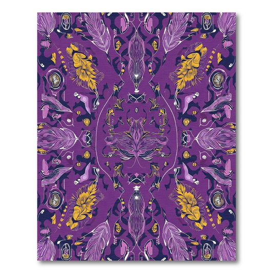 Violet Gold Feather Allover Composition Rug