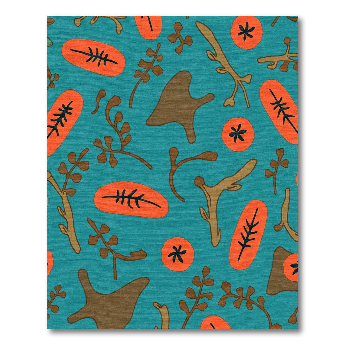 Teal Orange Abstract Organic Shapes Rug