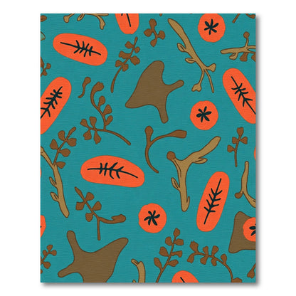 Teal Orange Abstract Organic Shapes Rug