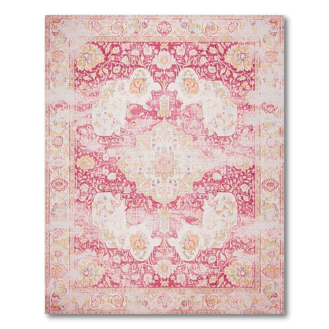 Pink Floral Vintage Area Rug