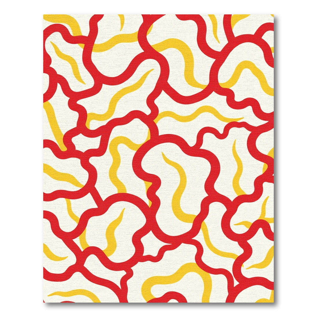 Crimson Yellow Abstract Swirl Rug