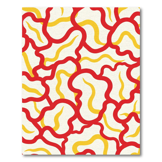 Crimson Yellow Abstract Swirl Rug