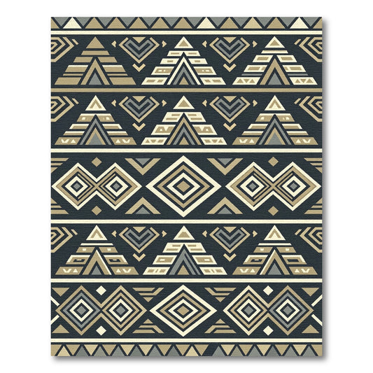 Earthy Geometric Mountain Diamond Rug