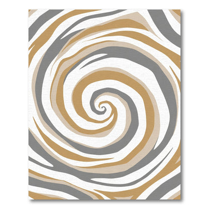 Modern Gold Gray Swirl Lines Rug