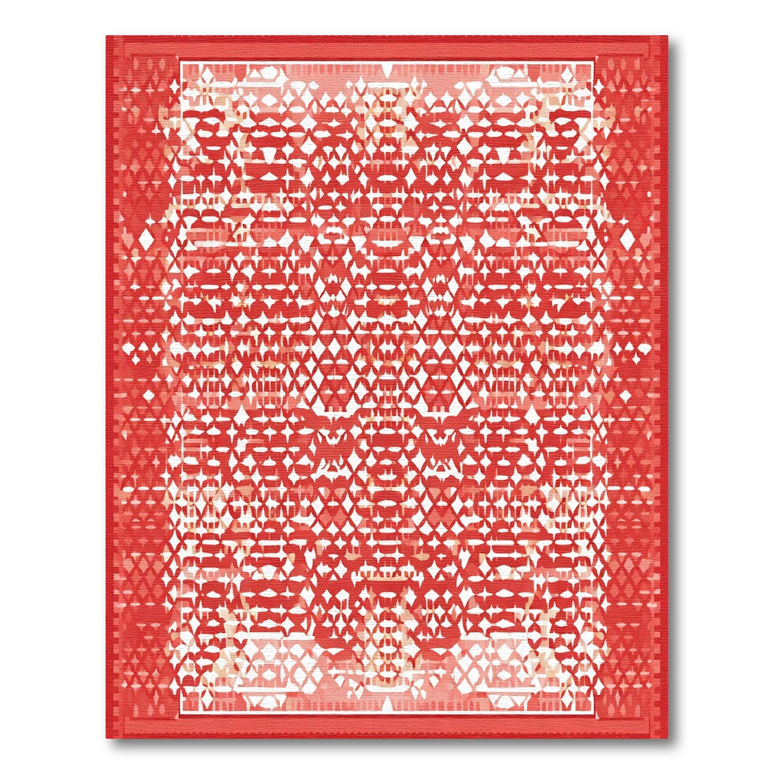 Crimson White Geometric Diamond Rug