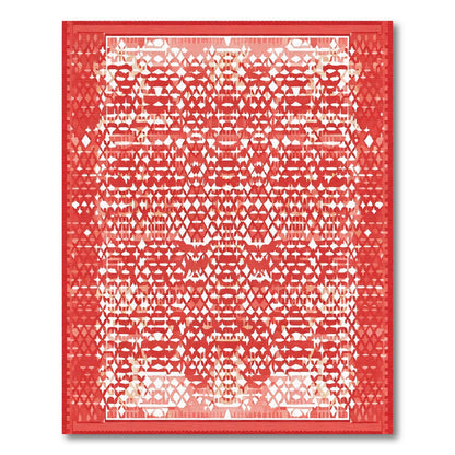 Crimson White Geometric Diamond Rug