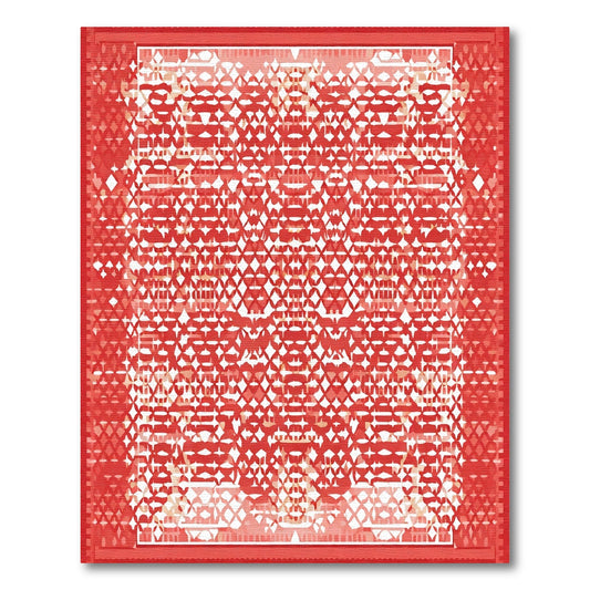 Crimson White Geometric Diamond Rug