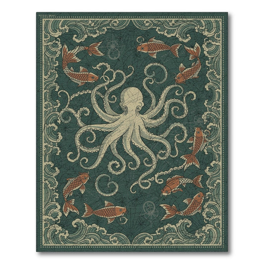 Octopus Koi Distressed Area Rug