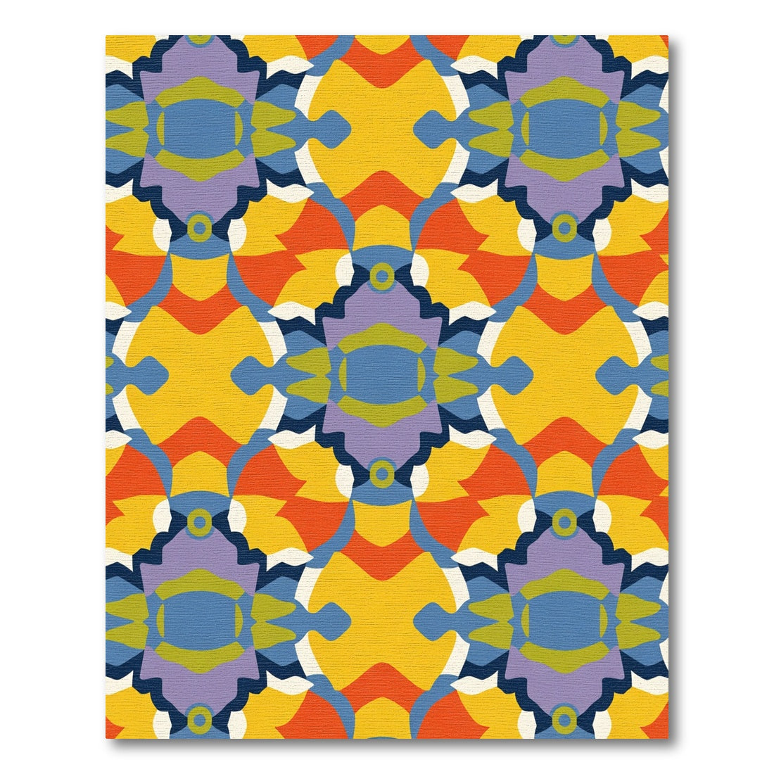 Vibrant Yellow Purple Abstract Symmetry Rug