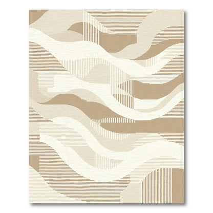 Beige Abstract Wave Stripes Rug