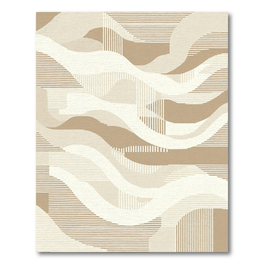 Beige Abstract Wave Stripes Rug