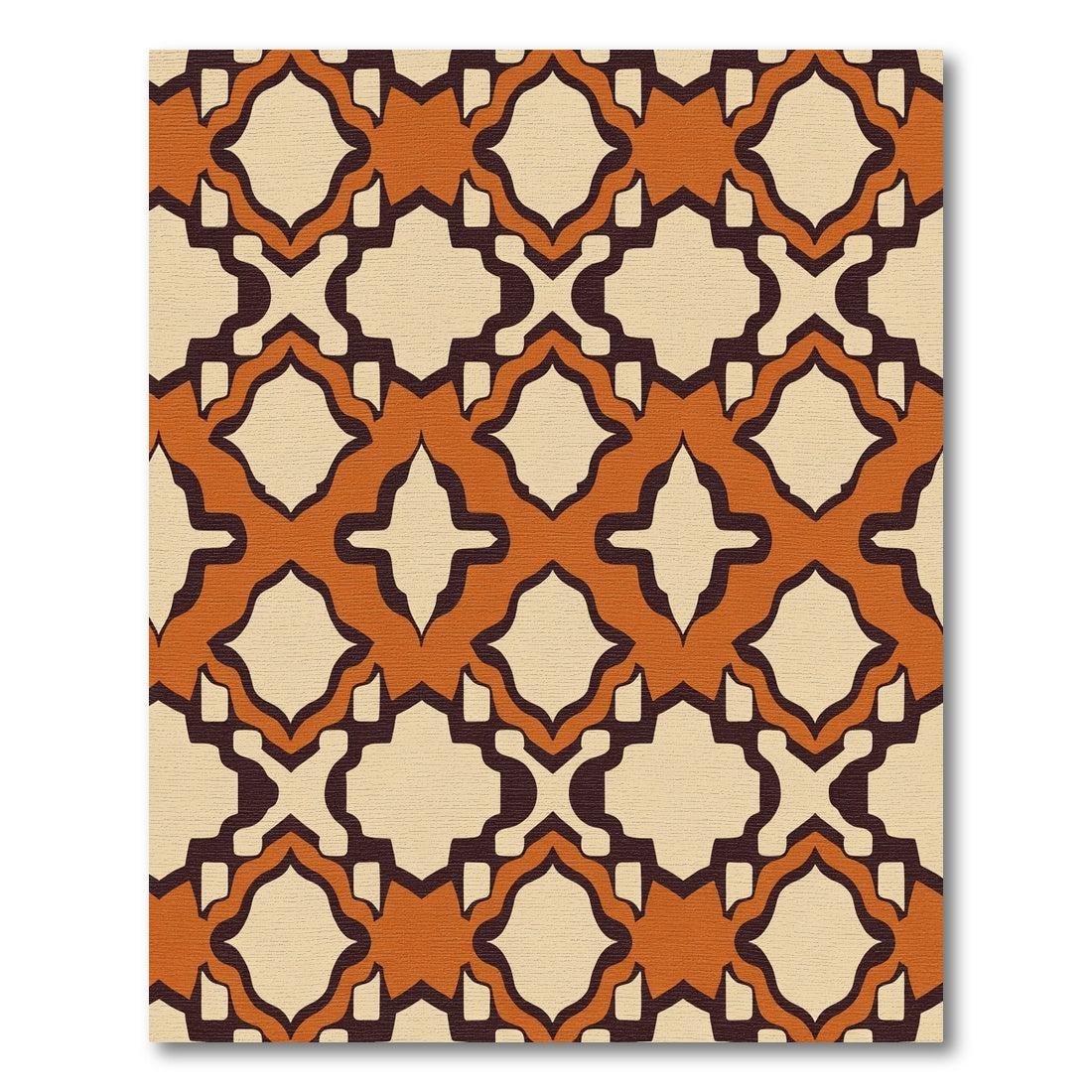 Terracotta And Cream Quatrefoil Rug