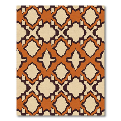 Terracotta And Cream Quatrefoil Rug