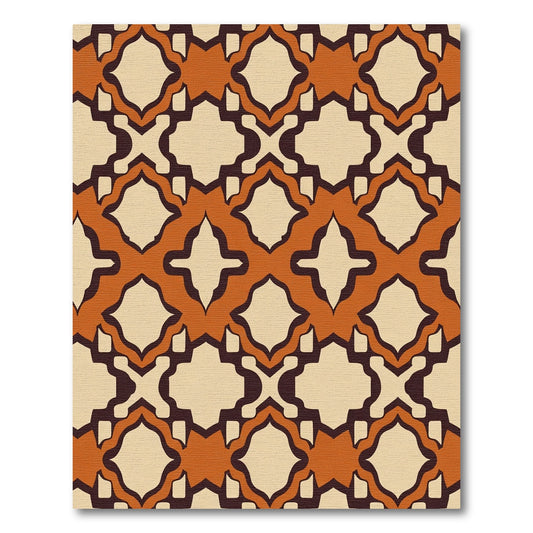 Terracotta And Cream Quatrefoil Rug